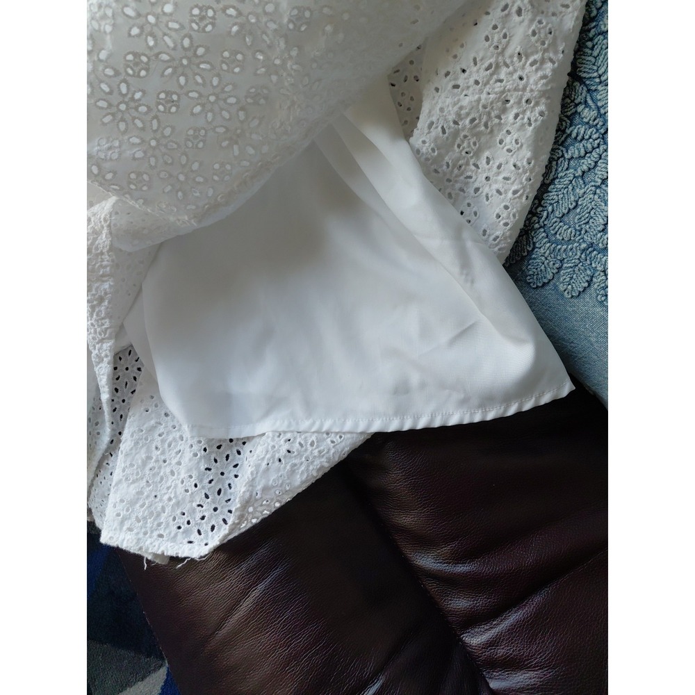 LivLos Angeles White Eyelet Sundress Lined Frilly Boho Y2k Festival Summer Sz L - Picture 8 of 10